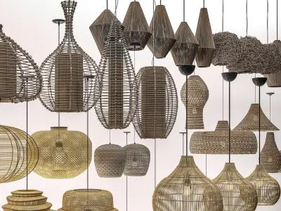 Wabi - sabi Boho pendant light collection 2 3D model
