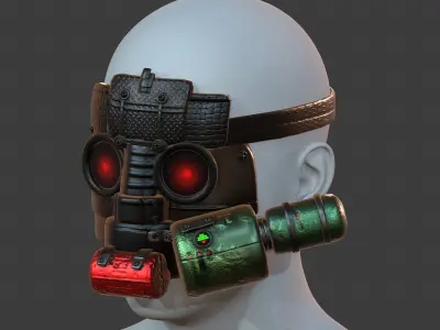 Gas mask helmet 3d model scifi Low-poly  Low-poly 3D model 182