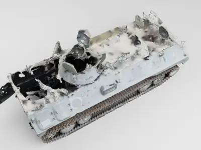 russian MT-LB literally destroyed by Ukrainian army 3D model