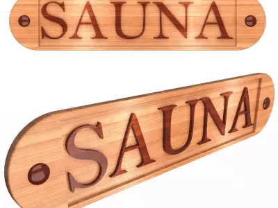 Wooden Sauna Sign Low-poly 3D model
