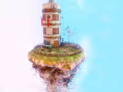 Floating Island Low-poly 3D model