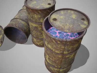 Barrels biohazard rusty Low-poly 3D model