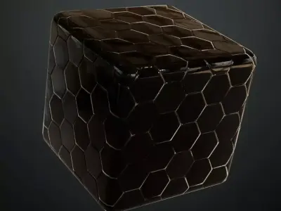 Luxury Glossy Black Obsidian Hexagon Tiles PBR Seamless Texture