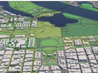 Washington DC USA 20x20km 3D City Map 3D model