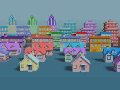 Stylized exterior lowpoly house  Low-poly 3D model
