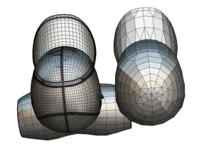 Cartoon High Poly Subdivision Black Baseball Low-poly 3D model