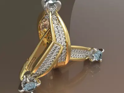 Ring and  Earring with a diamond  3D print model