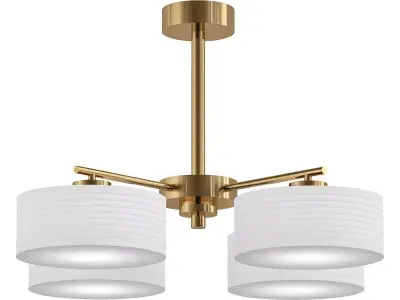 CAPRI three light chandelier in brass with shades 3D model
