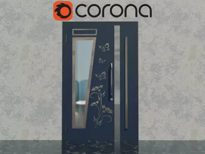 Modern Door Gold Flower 3D model