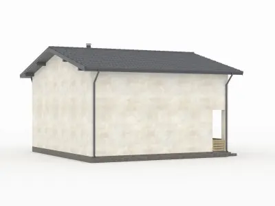 A modern residential house with a slanted roof 3D model