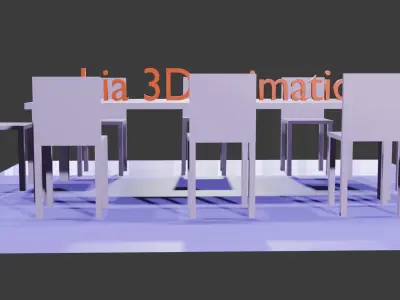 table with 8 chairs Low-poly 3D model