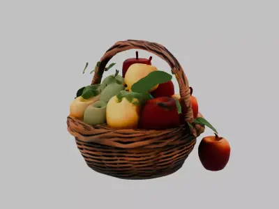 fruit basket Low-poly 3D model