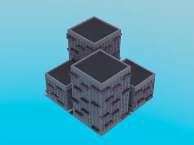 LowPoly Buildings Square  Low-poly 3D model