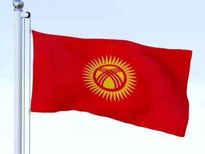 Animated Kyrgyzstan Flag Low-poly 3D model