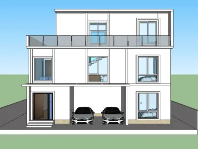 House with two floors fully furnished 3D model