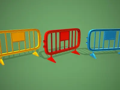 PLASTIC CONSTRUCTION FENCE CARTOON STYLIZED Low-poly 3D model