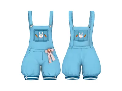 Kiddish Jumpsuit Coverall Shorts Shoes Top Outfit Low-poly 3D model