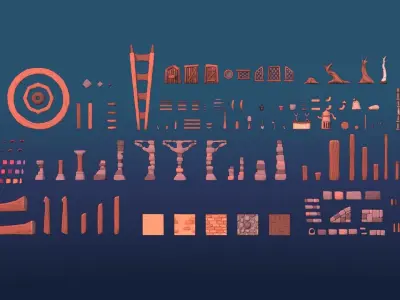 Stylized  Modular Assets - Blender Low-poly 3D model