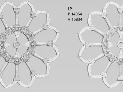 Italian church window stone cross 3D model