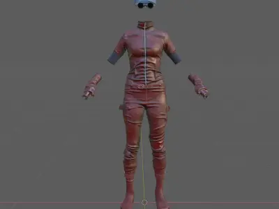 Midpoly leather suit for Metahuman in UE4 and UE5 3D model