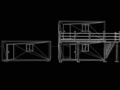 CONSTRUCTION SITE CONTAINER LIVING LOWPOLY PBR GAME READY  Low-poly 3D model
