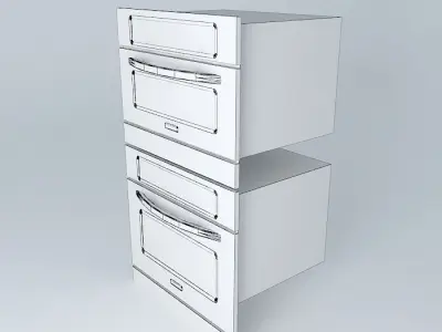Oven stainless steel with two drawers 3D model