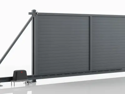 Aluminum Electric Sliding Gate - Model 2 - 10cm Wall - 3D model