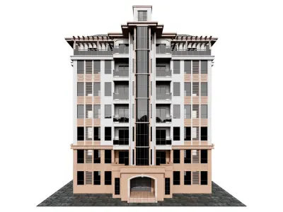 Residential Building 8 Storey Apartment 3D model