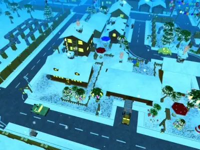 Christmas and Winter City Low-poly 3D model