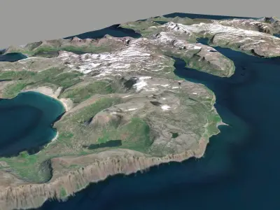 Mountain landscape Hodnstrandir Iceland 3D model