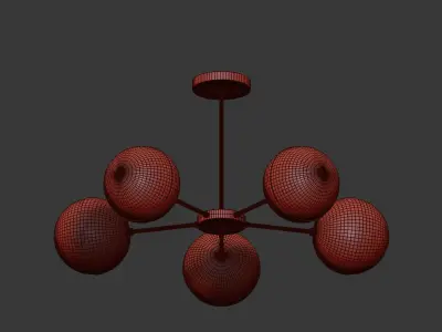 Suspension light Copper Light Chandelier 5 3D model