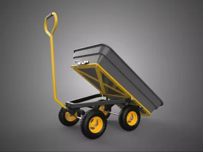 TILTED PLASTIC PP BED DECK TUB GARDEN CART TROLLEY WAGON TRAILER 3D model