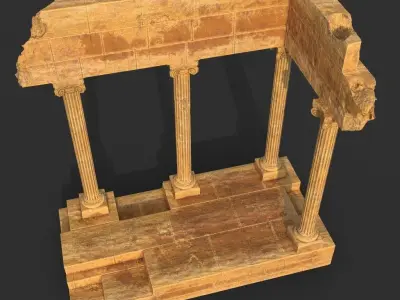 Low poly Ancient Roman Ruin Construction Pack - Desert Low-poly 3D model