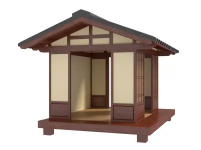 Japanese Wooden gazebo 3D model