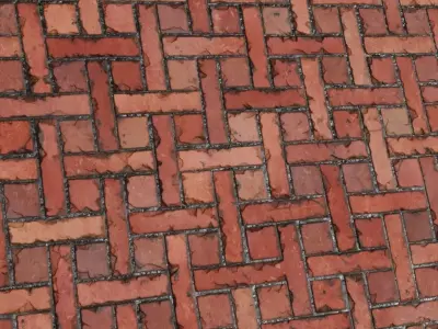 Red Clay Herringbone Basketweave Brick PBR Seamless Texture