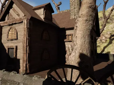 Rustic Medieval Cliffside House Free 3D model purchase
