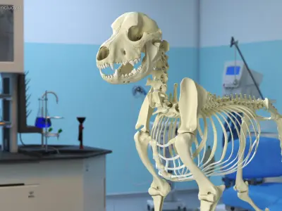  Dog Skeleton Anatomy Rigged for Maya 