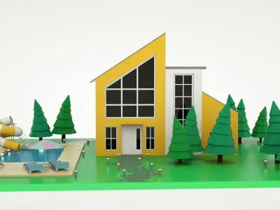 Modern House Low-poly 3D model