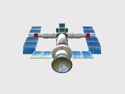 Satellite F09 USA - SciFi Space Design Low-poly 3D model