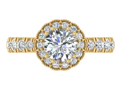 Halo Blue Sapphire and Diamond Engagement Ring 3D print model