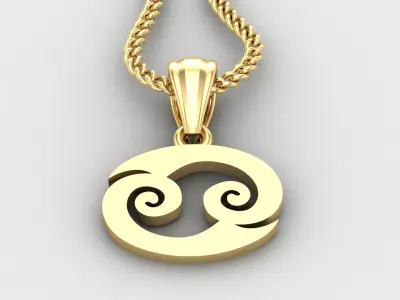 Cancer Light Gold Pendant Version 5 3D print model