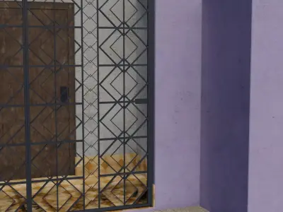 Brazilian house with bars on the windows and gate Low-poly 3D model