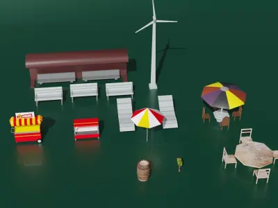 street assets Low-poly 3D model