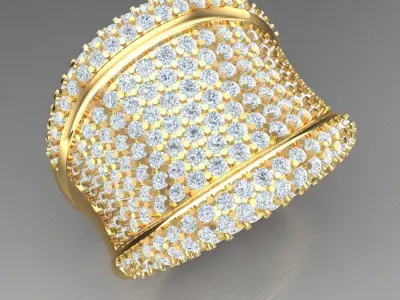 Light Gold Diamond Men Ring 2MR008 3D model