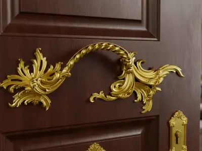 Ornate Baroque Door Handle  Drawer Pull 3D Print Ready STL 3D print model