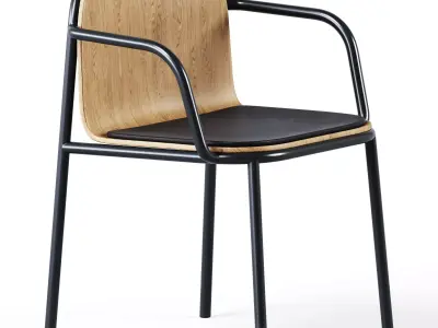 Wooden Upholstered Shell Armrest Chair by Annud 3D model