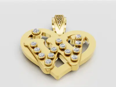 W HEART PENDANT 3D print model