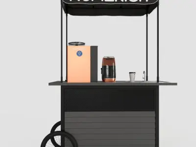 COFFE STAND 001 Low-poly 3D model