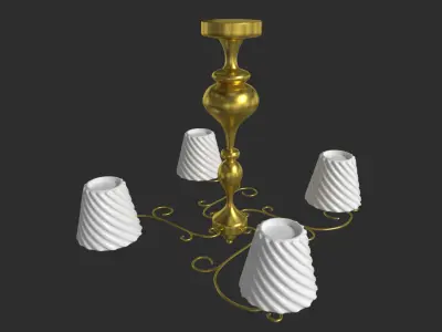 Chandelier gold with four lamps 3D model