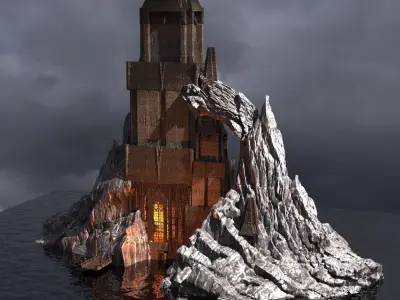 Gothic Cathedral Cliff range Kit bash  3D model
